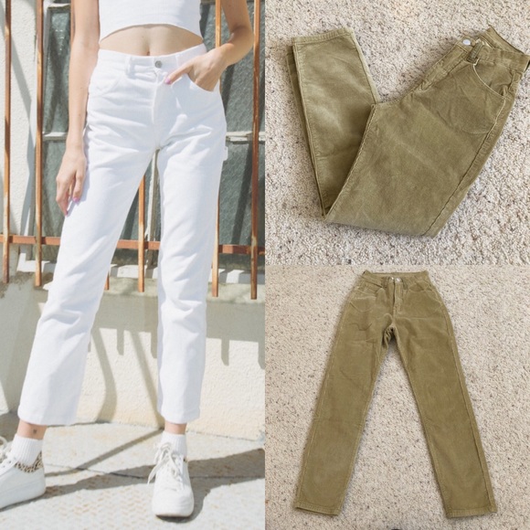 brandy melville white corduroy pants